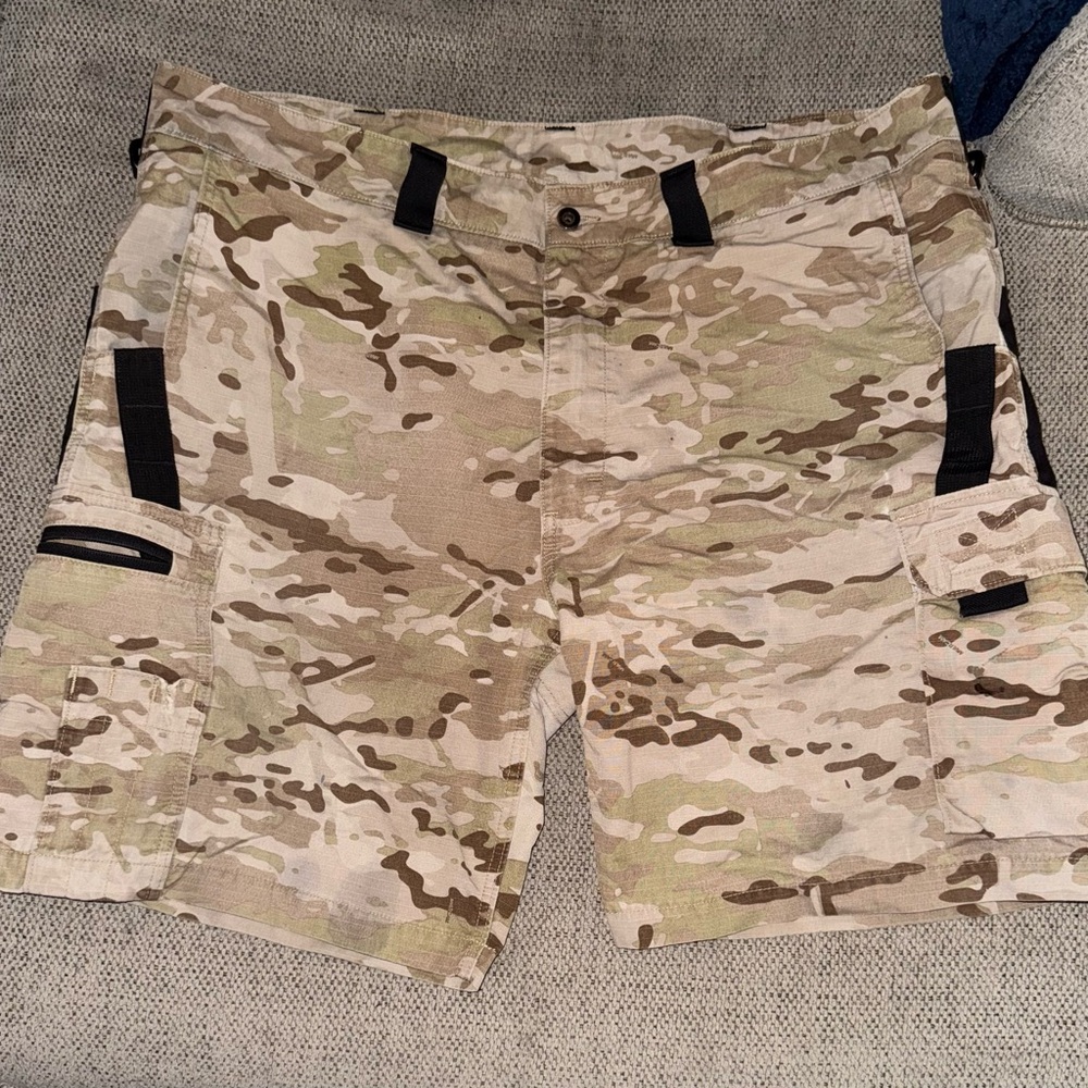 Kitanica Tan and Brown Cargo Shorts with Tactical Design